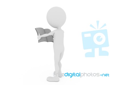 3d Man Reading Newspaper Stock Image