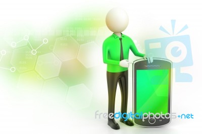 3d Man Showing The Tablet Computer Stock Image