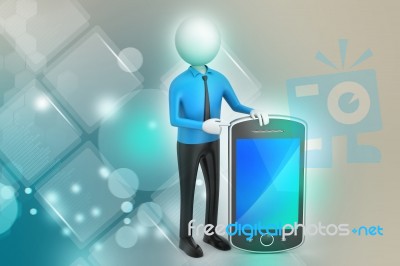 3d Man Showing The Tablet Computer Stock Image