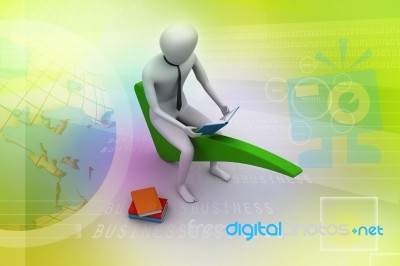 3d Man Sitting On The Right Mark Stock Image