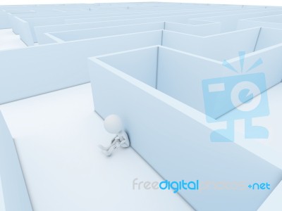 3d Man Stuck In Maze Stock Image