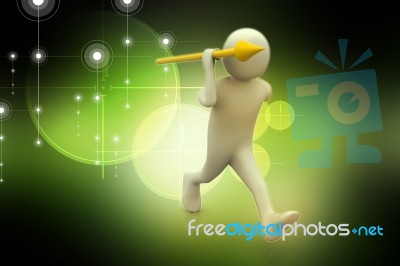 3d Man Throws A Spear Stock Image