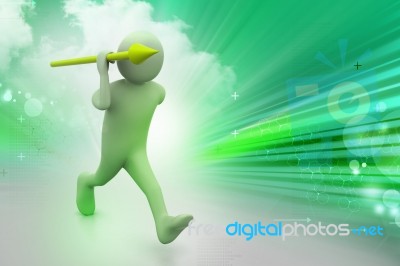 3d Man Throws A Spear Stock Image