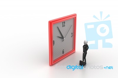 3d Man Watching The Clock Stock Image