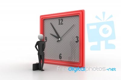 3d Man Watching The Clock Stock Image