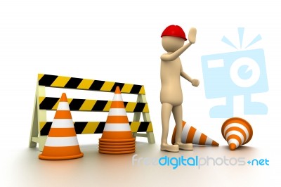 3d Man With Construction Elements Stock Image