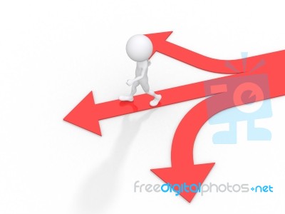 3d Man With Multiple Arrow Paths Stock Image