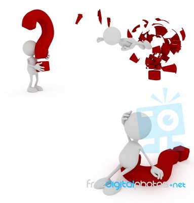 3d Man With Question Mark Stock Image