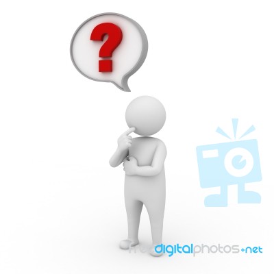 3d Man With Question Mark Stock Image