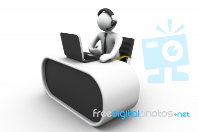 3d Man Working In A Call Center Stock Image