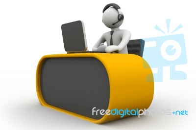 3d Man Working In A Call Center Stock Image