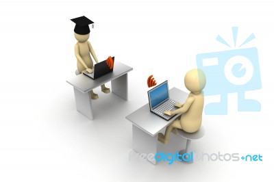 3d Men E Learning  Stock Image