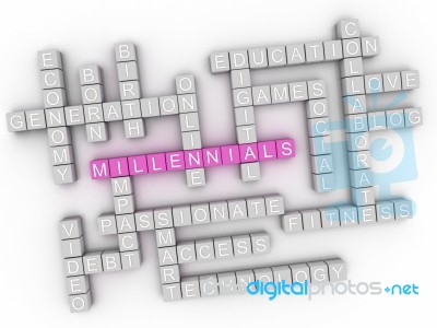 3d Millennials Concept Word Cloud Stock Image