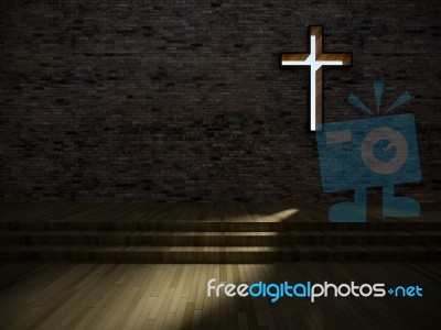 3d Modern Church Interior Stock Photo