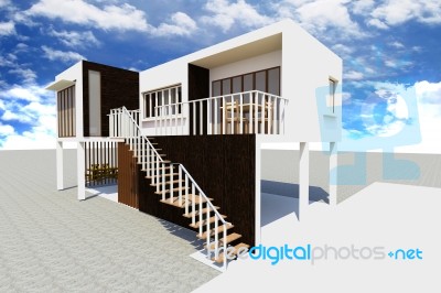 3d Modern House Stock Image