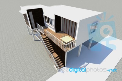 3d Modern House Stock Image