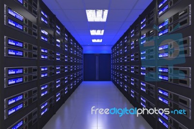 3d Modern Interior Of Server Room Stock Image