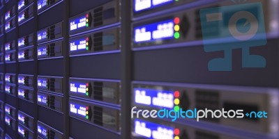 3d Modern Interior Of Server Room Stock Image