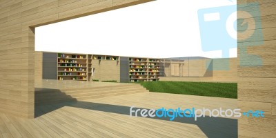 3d Open Library Stock Image