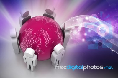 3d People Around The Globe Stock Image