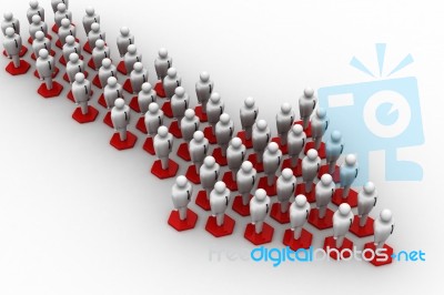 3d People Arrange In Arrow Que Stock Image