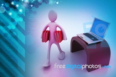 3d People Carrying The File Folder With Computer Stock Image