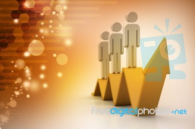 3d People Climbing The Growing Arrow Stock Image