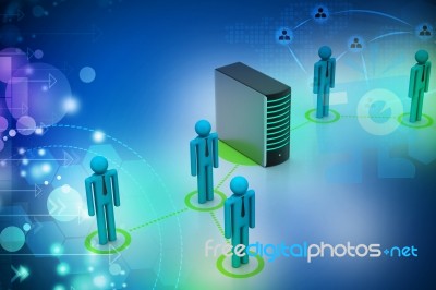 3d People Connect With Server Stock Image