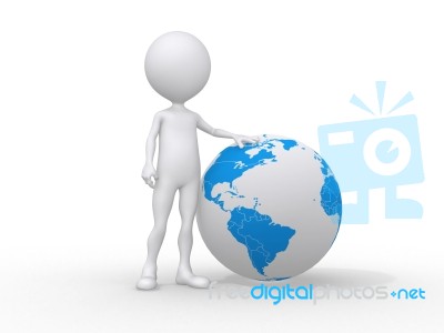 3d People Icon And Globe Stock Image