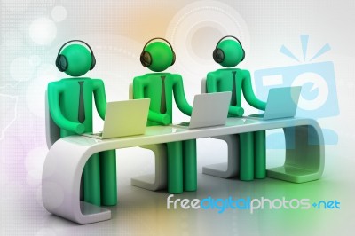 3d People In A Modern Desk With Laptop Stock Image