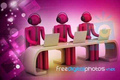 3d People In A Modern Desk With Laptop Stock Image