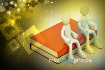 3d People Sitting On The Books Stock Image