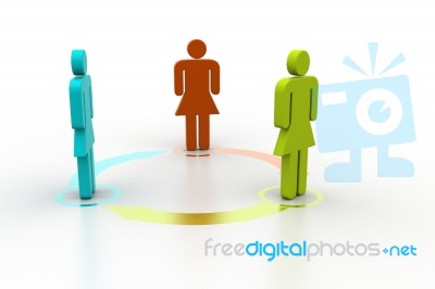 3d People Standing In Arrow Circle Stock Image