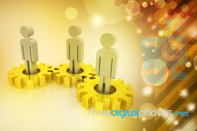 3d People Standing On The Gear Stock Image