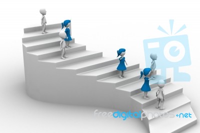 3d People Standing Stairs Stock Image