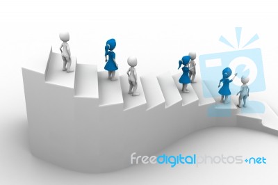 3d People Standing Stairs Stock Image