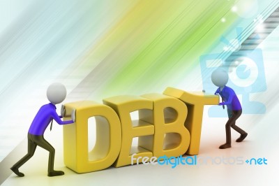 3d People Try To Avoid Debt Stock Image