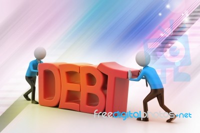 3d People Try To Avoid Debt Stock Image