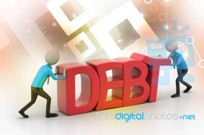 3d People Try To Avoid Debt Stock Image