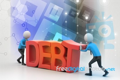 3d People Try To Avoid Debt Stock Image