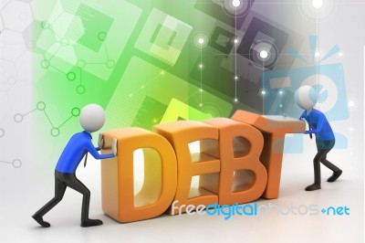 3d People Try To Avoid Debt Stock Image