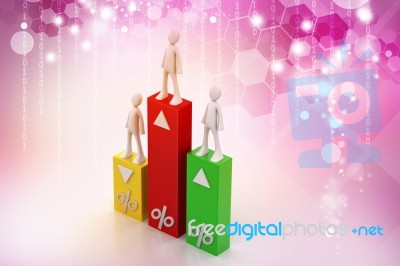 3d  People With Percentage Graph Stock Image