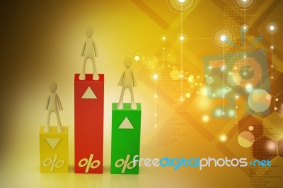 3d  People With Percentage Graph Stock Image