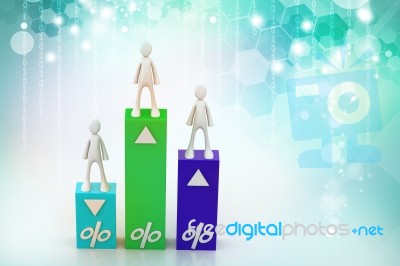 3d  People With Percentage Graph Stock Image