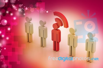 3d People With Rss Symbol Stock Image