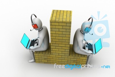 3d People Working In Laptop Stock Image