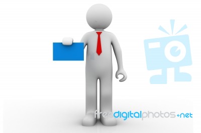 3d Person Holding A Blankcard Stock Image