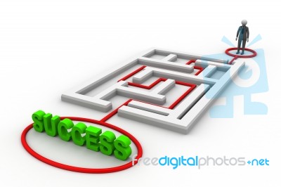 3d Person Is Standing On Success Letters Stock Image