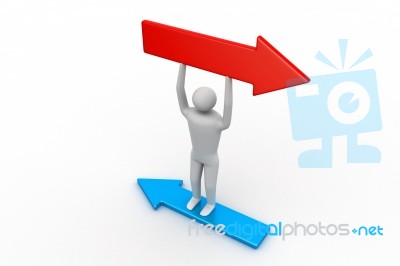 3d Person Standing  Arrow Direction Stock Image