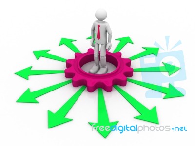 3d Person With Arrows Around Stock Image